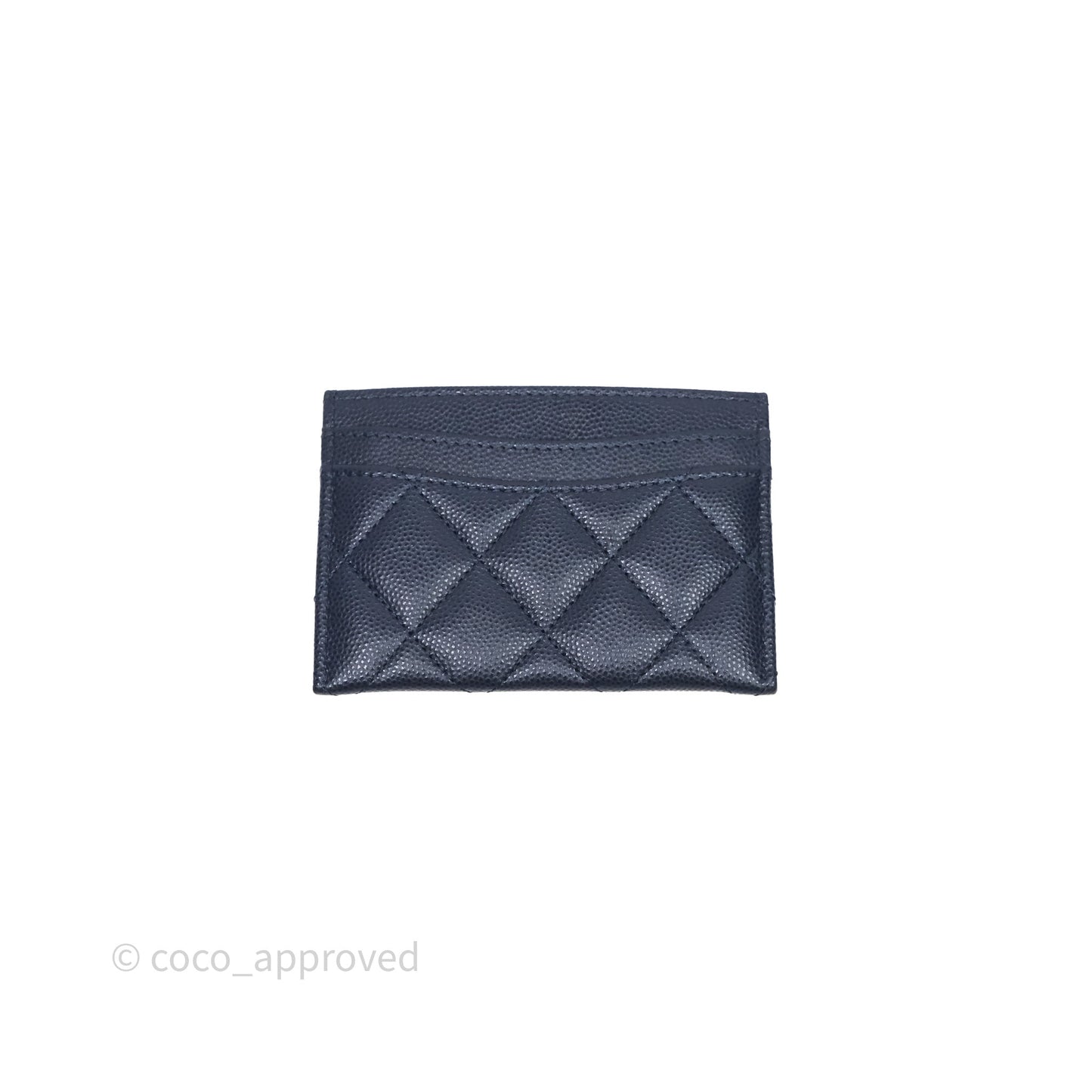 Chanel Classic Flat Card Holder Navy Caviar Gold Hardware