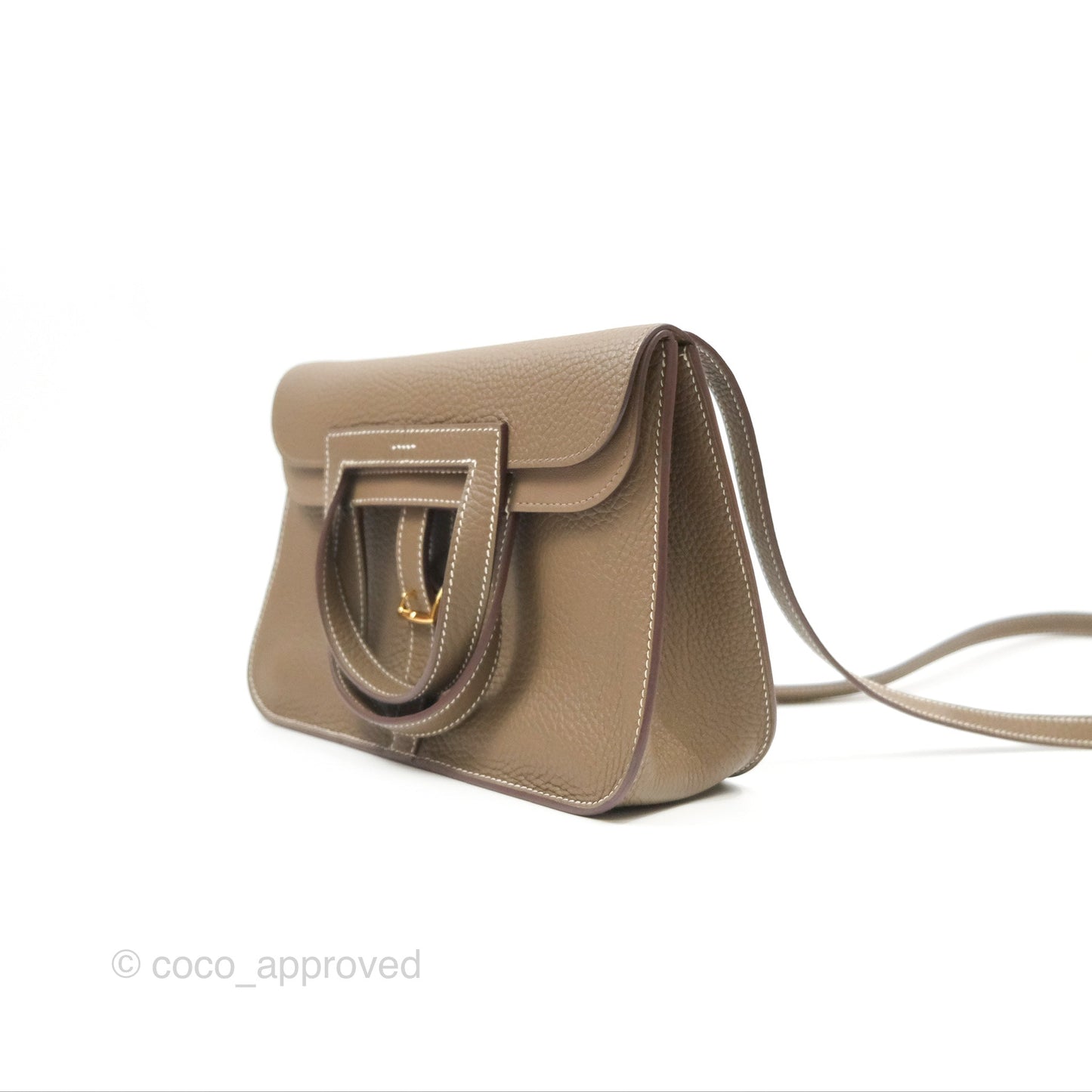 Hermès Halzan 25 Etoupe Clemence Gold Hardware