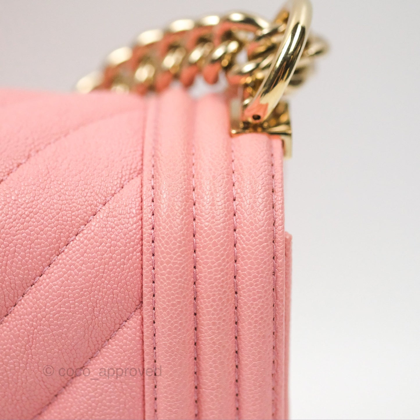 Chanel Boy Chevron Medium Pink Caviar Gold Hardware
