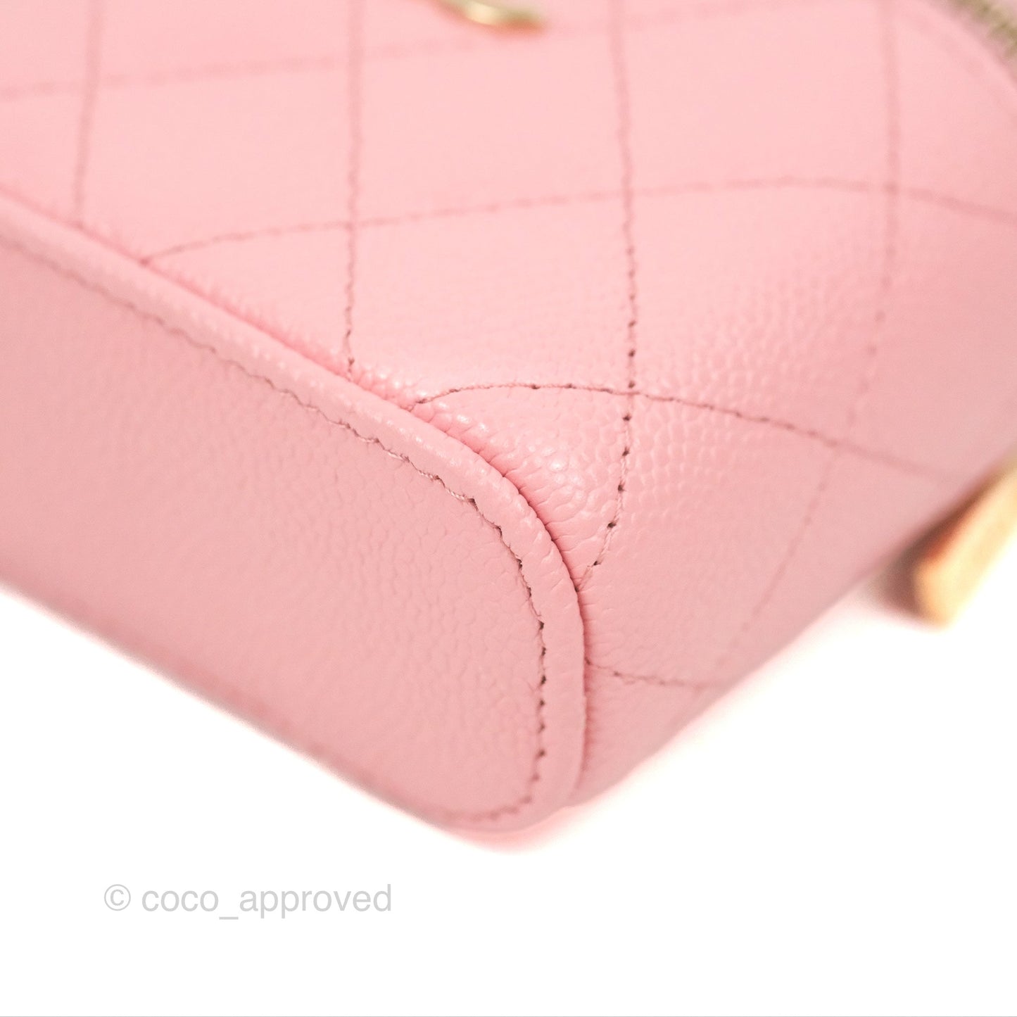 Chanel Quilted Small Handle With Care Vanity Case With Chain Pink Caviar Gold Hardware