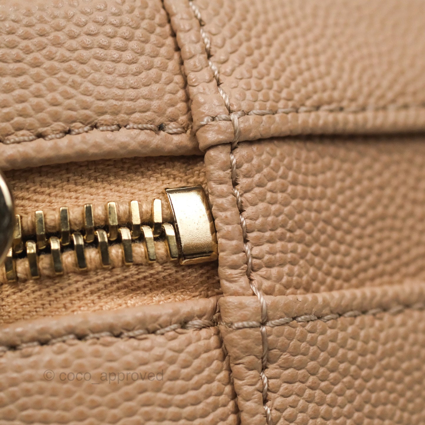 Chanel Quilted New Small CC Filigree Vanity Case Beige Caviar Gold Hardware