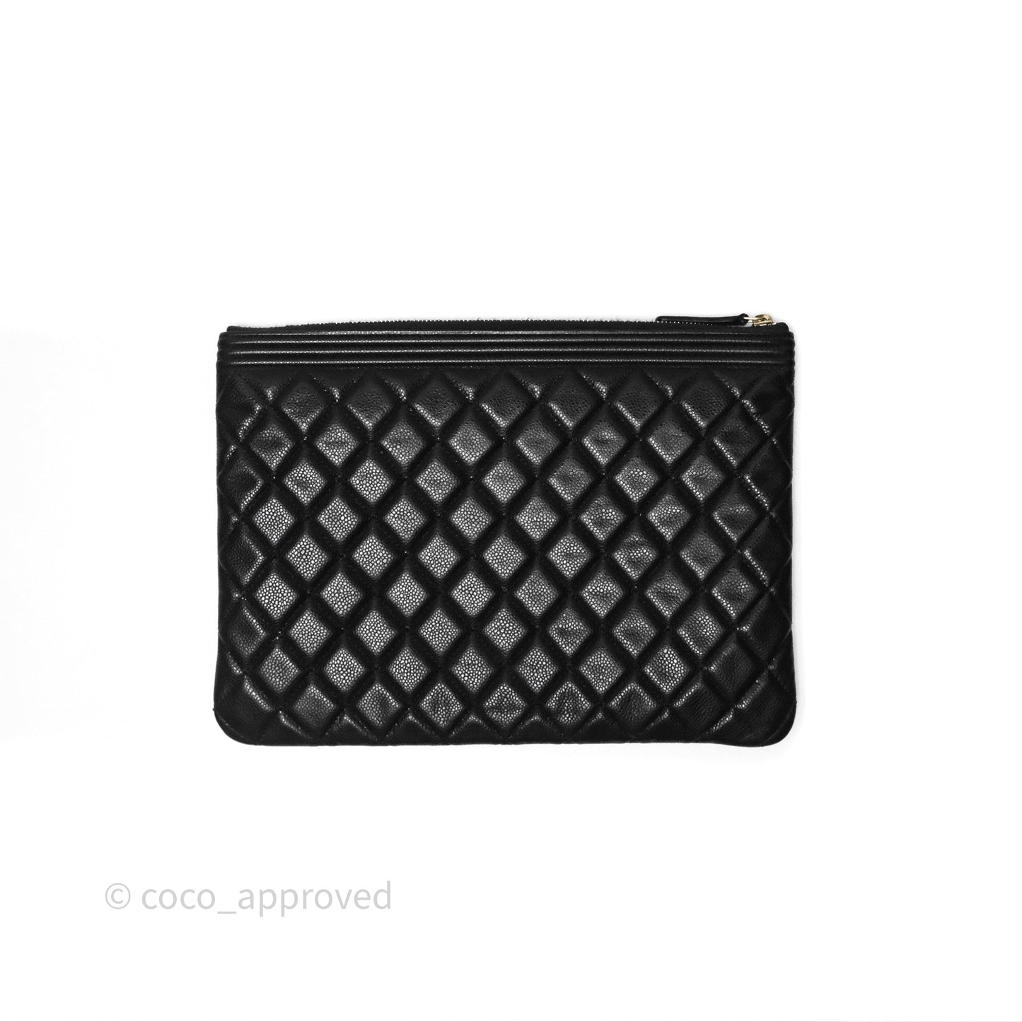 Chanel Medium O Case Boy Black Caviar Gold Hardware