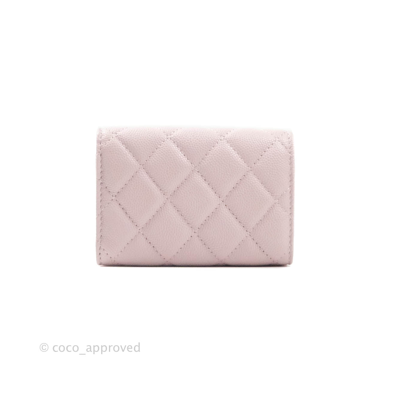 Chanel Quilted Small Classic Flap Trifold Wallet Rose Clair Caviar Gold Hardware 21S
