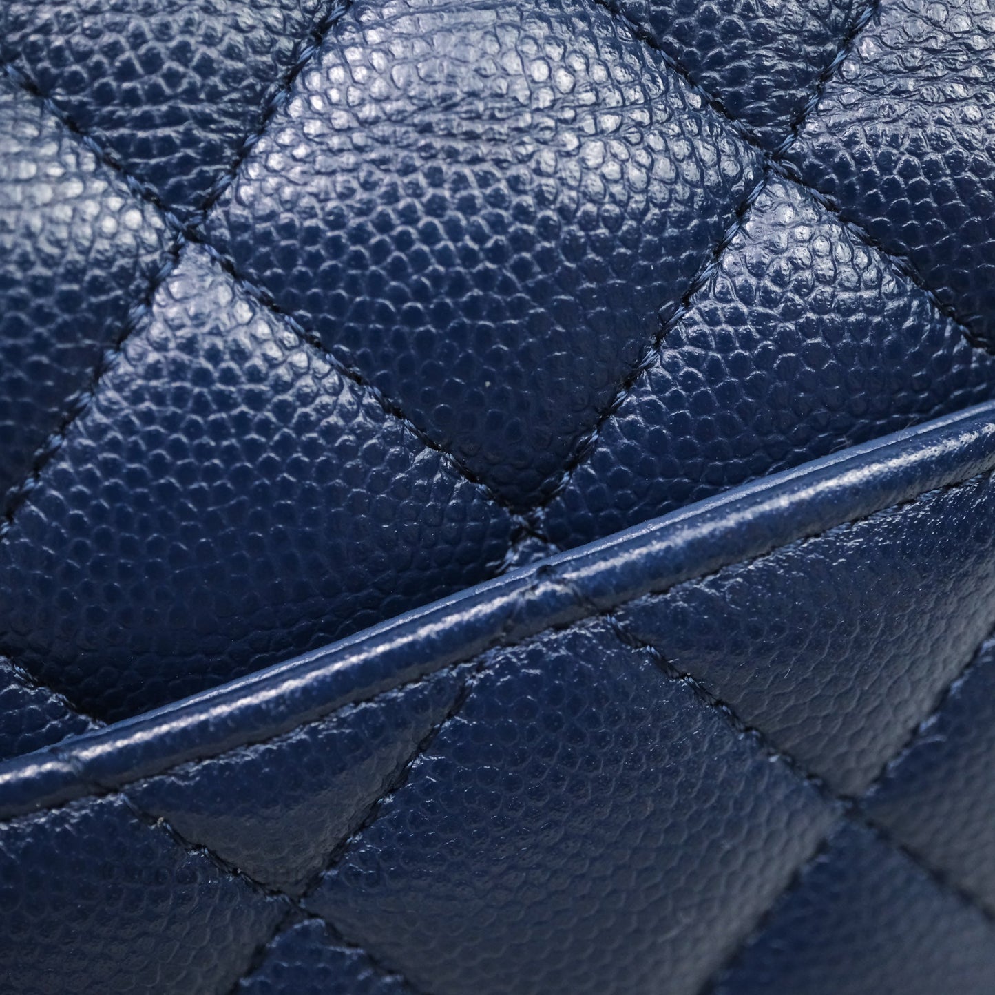 Chanel Medium Classic Flap Quilted Dark Blue Caviar Gold Hardware