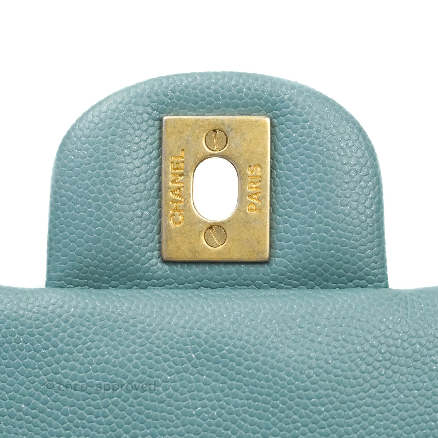 Chanel Quilted Mini Rectangular Iridescent Blue Caviar Aged Gold Hardware 18C