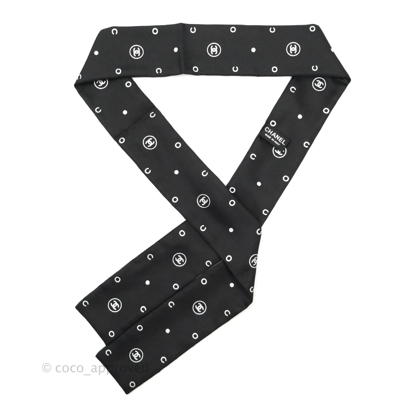 Chanel CC Silk Twilly in Black & White