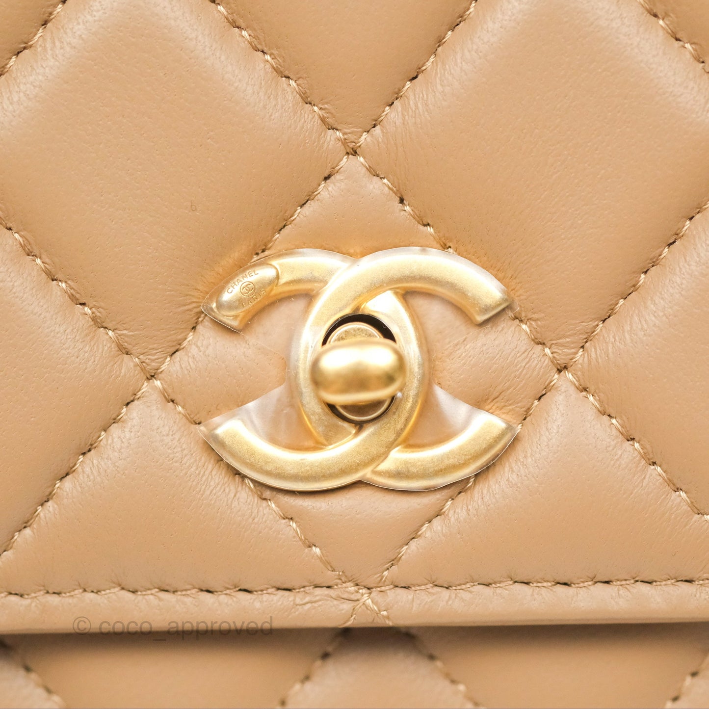 Chanel Quilted Pearl Crush Wallet on Chain WOC Beige Lambskin Aged Gold Hardware