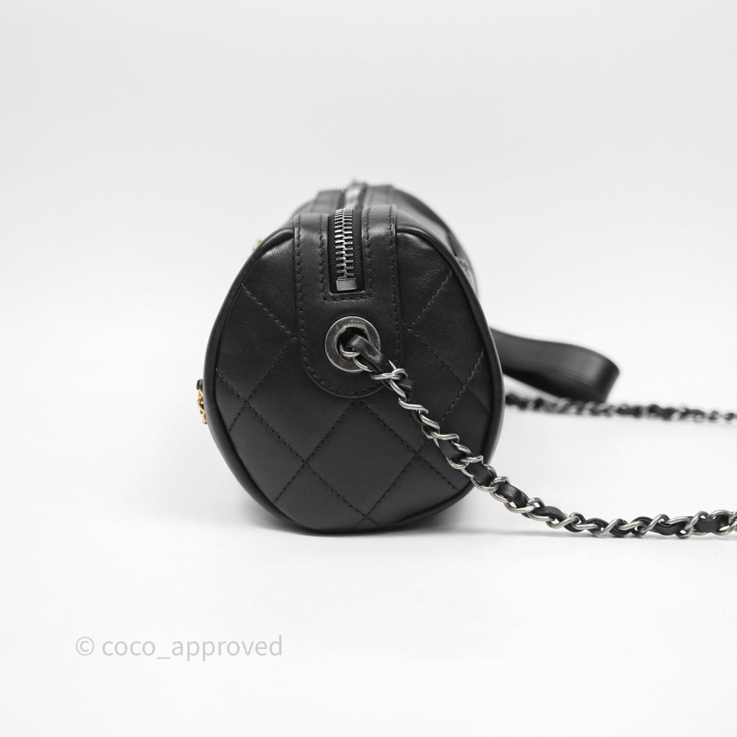 Chanel Logo Bowling Bag Black Calfskin Mixed Hardware