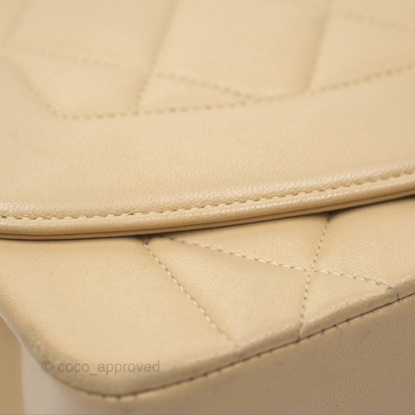 Chanel Vintage Small Quilted Classic Diana Flap Bag Beige Lambskin 24K Gold Hardware