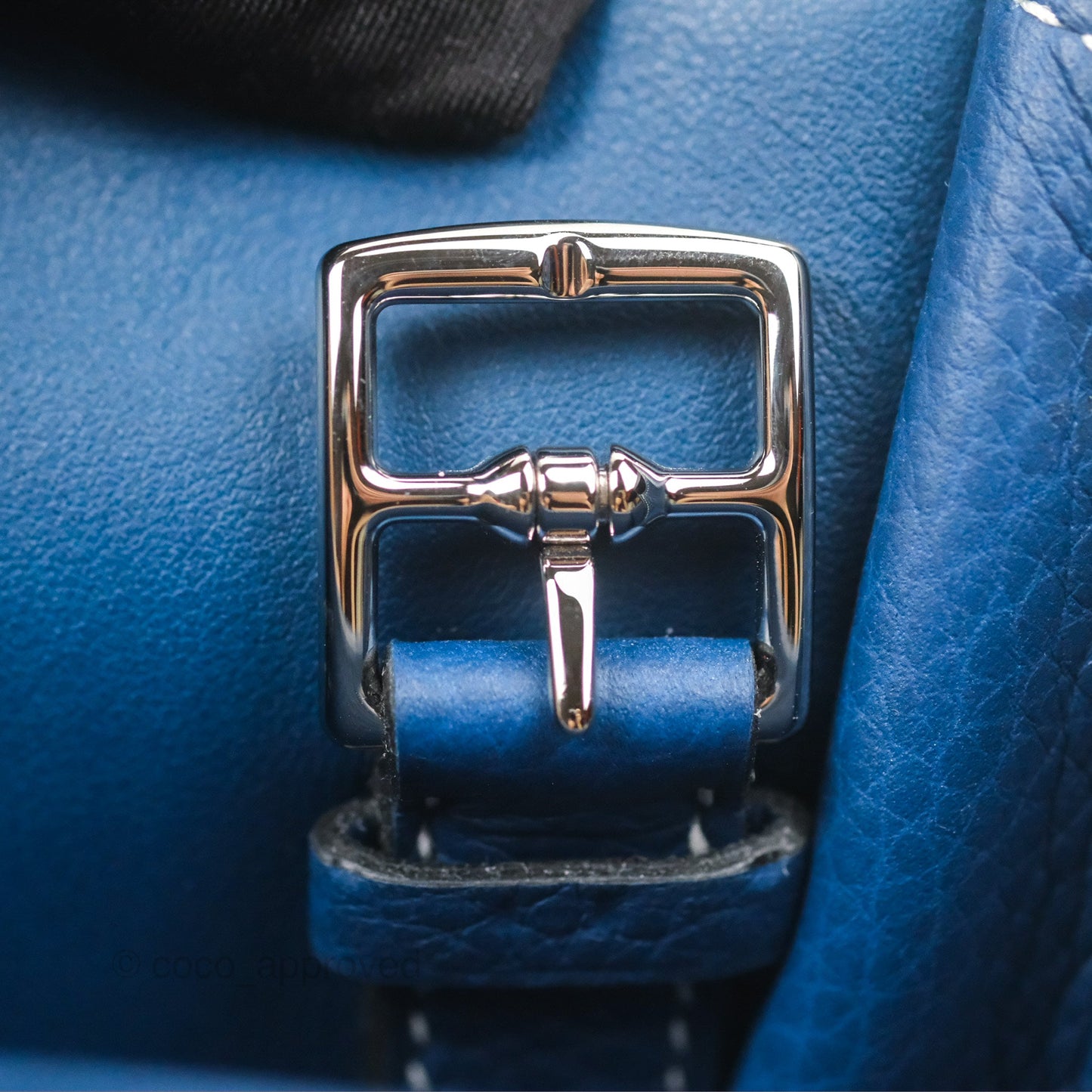 Hermès Halzan 31 Deep Blue S4 Clemence Palladium Hardware