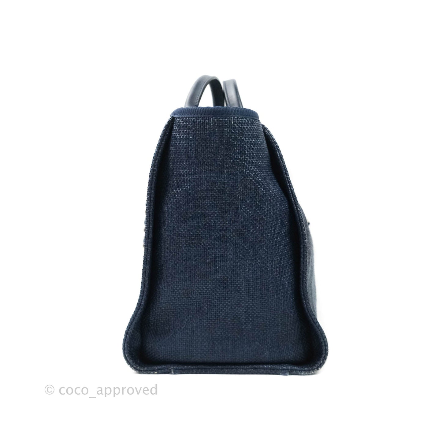 Chanel Large Deauville Blue Canvas Gold Hardware