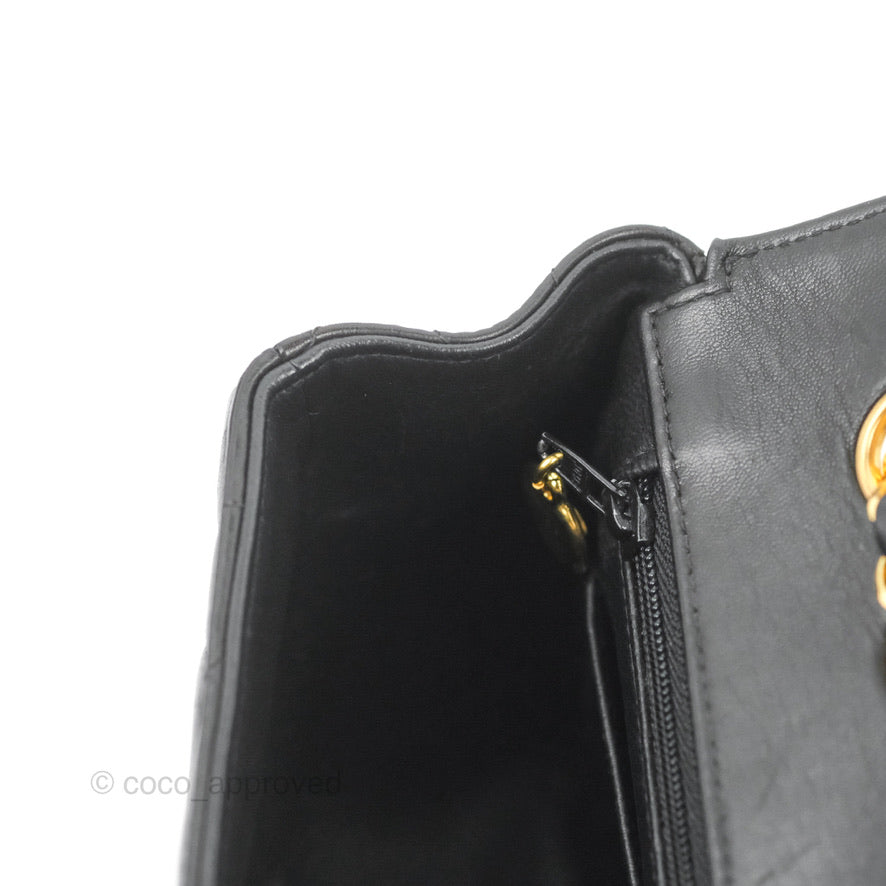Chanel Vintage Small Flap Bag Black Lambskin 24K Gold Hardware