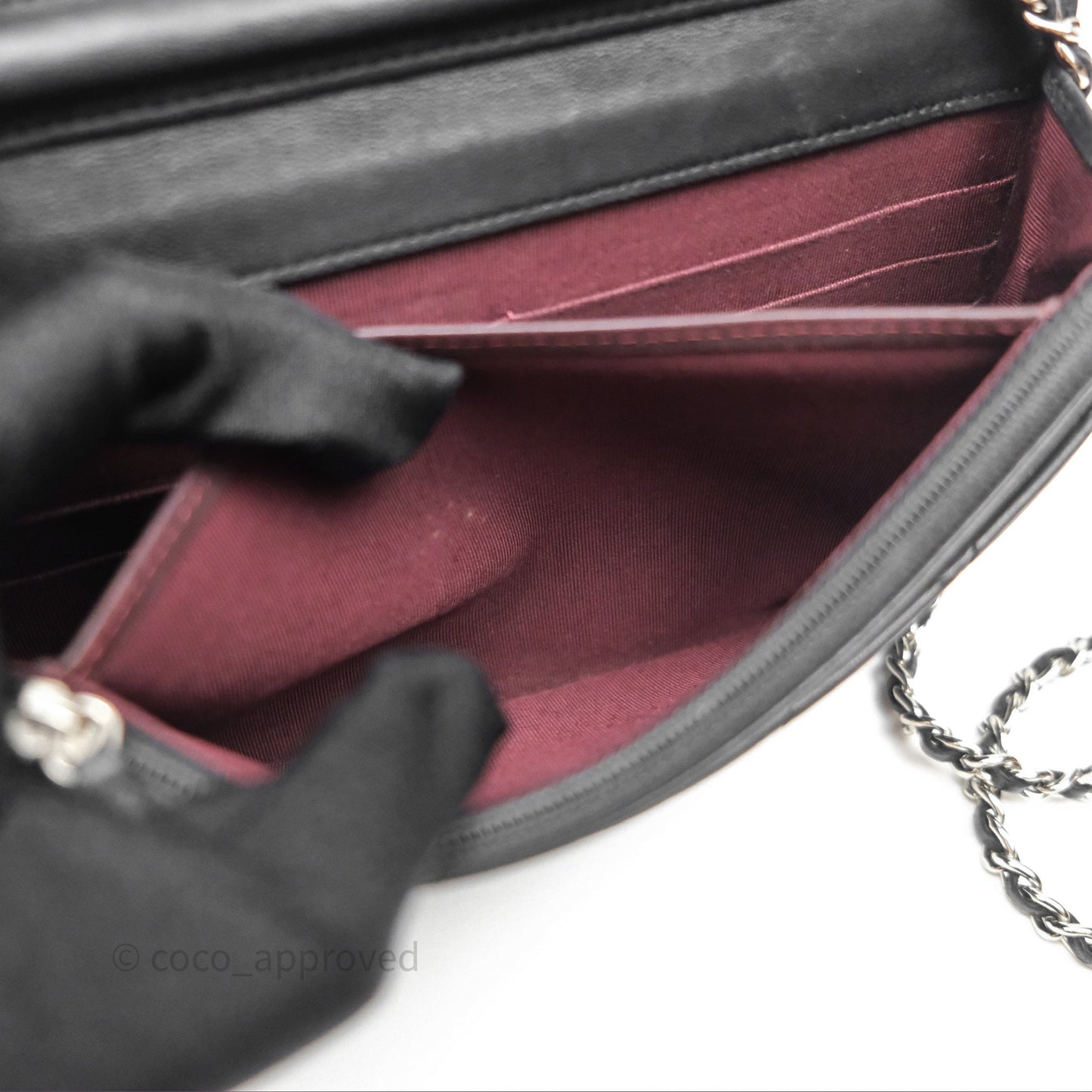 Chanel Quilted WOC Black Lambskin Silver Hardware