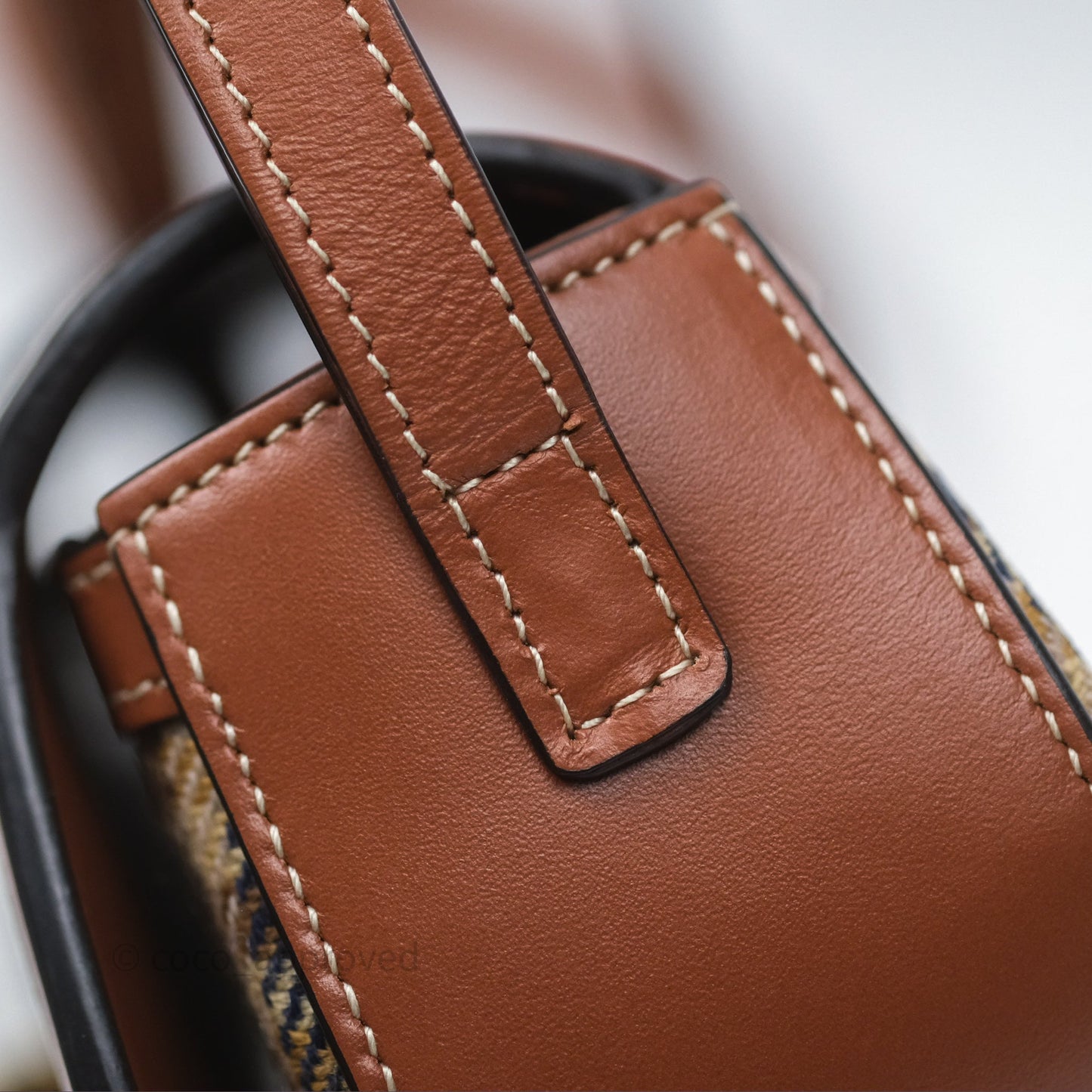 Celine Clutch on Strap in Tartan Textile and Natural Calfskin