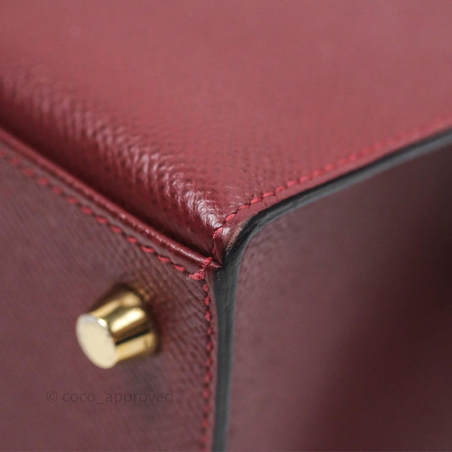 Hermès Sellier Kelly 25 Rouge H Epsom Gold Hardware