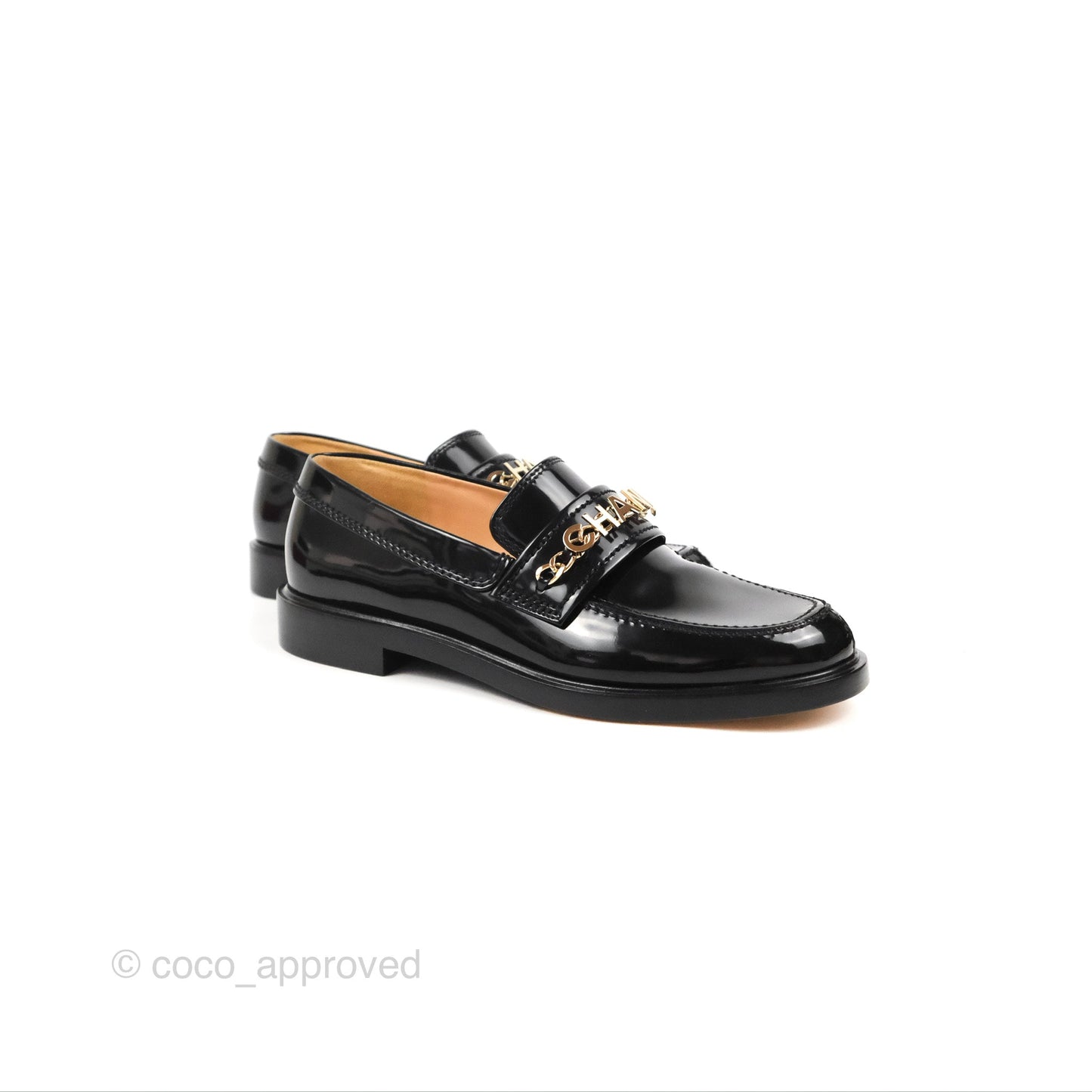Chanel Patent Calfskin Black Loafers 21S Size 37.5