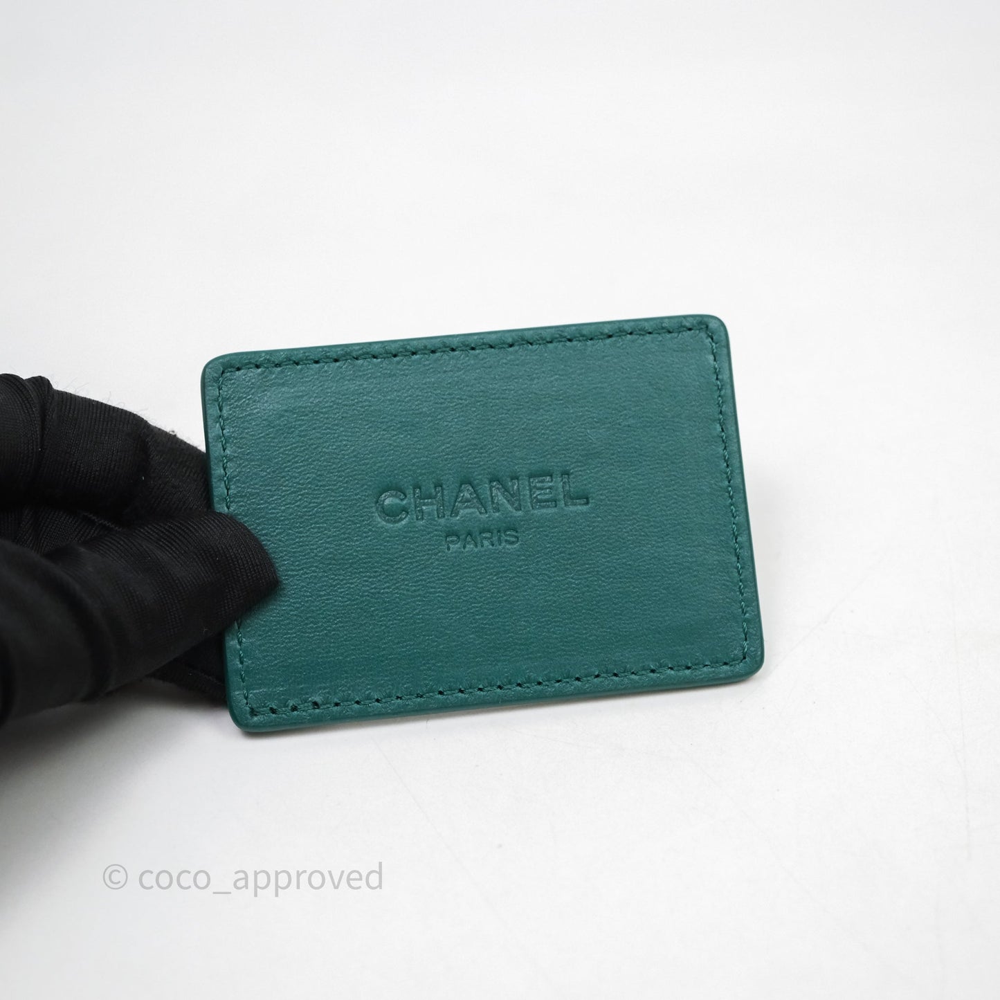 Chanel Small Vanity Case Green Shearling Aged Gold Hardware 22A