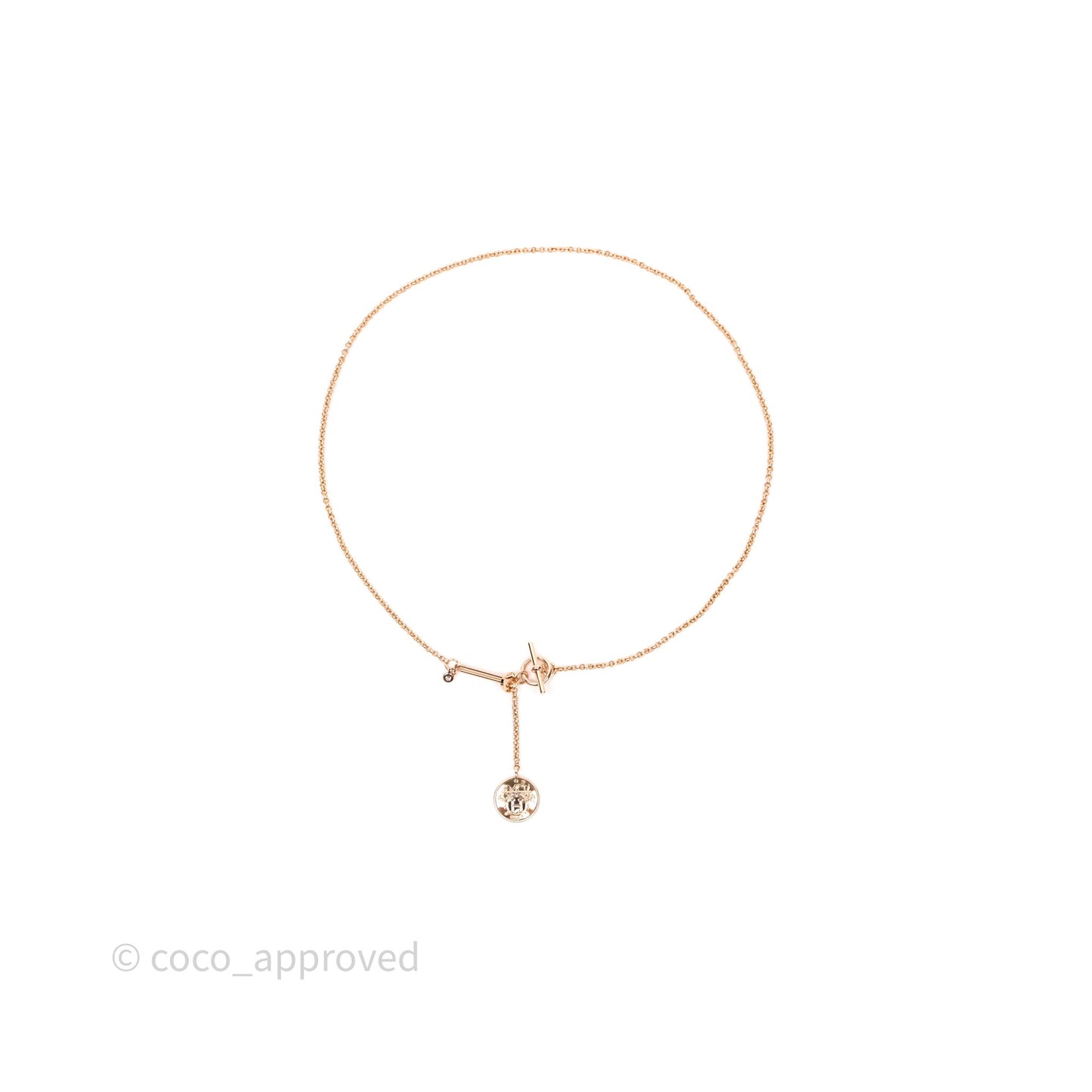 Hermes Ex-Libris Pendant Necklace Diamond Rose Gold Hardware