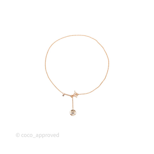 Hermes Ex-Libris Pendant Necklace Diamond Rose Gold Hardware