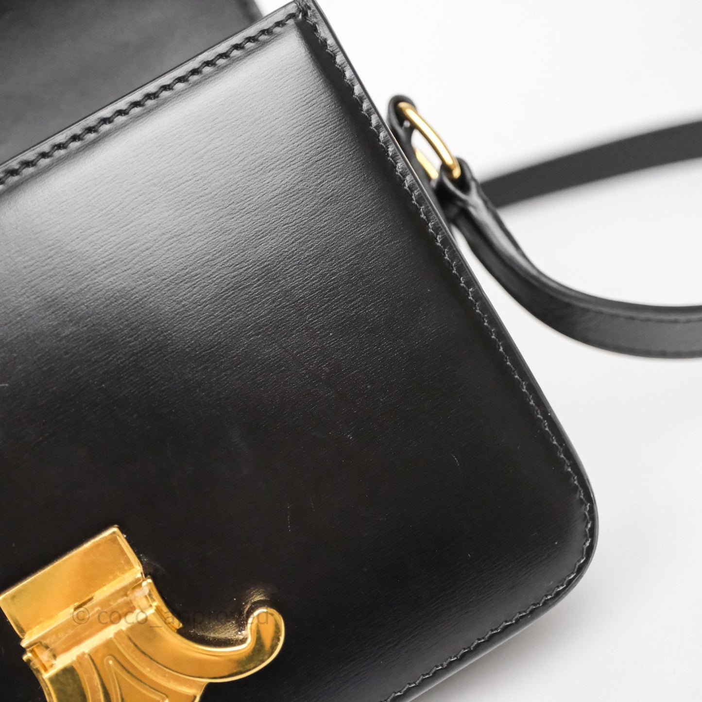 Celine Teen Triomphe Bag Black Shiny Calfskin Gold Hardware