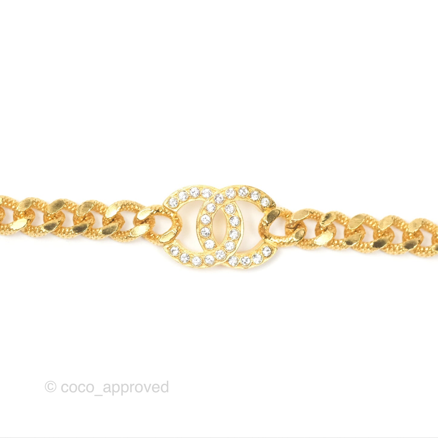 Chanel Crystal CC Chain Choker Gold Tone 24V