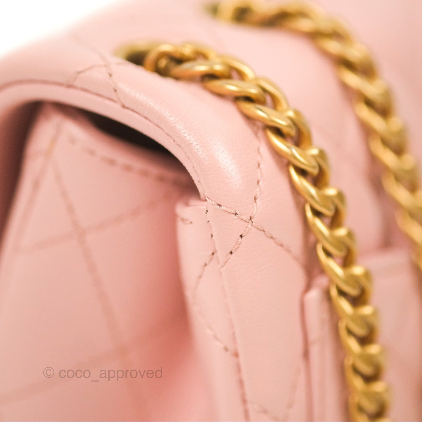Chanel Quilted Mini Square Flap with Camellia Adjustable Chain Pink Clair Lambskin 23S