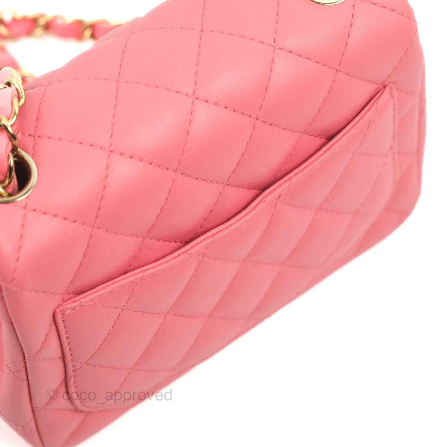 Chanel Mini Square Flap Pink Lambskin Gold Hardware