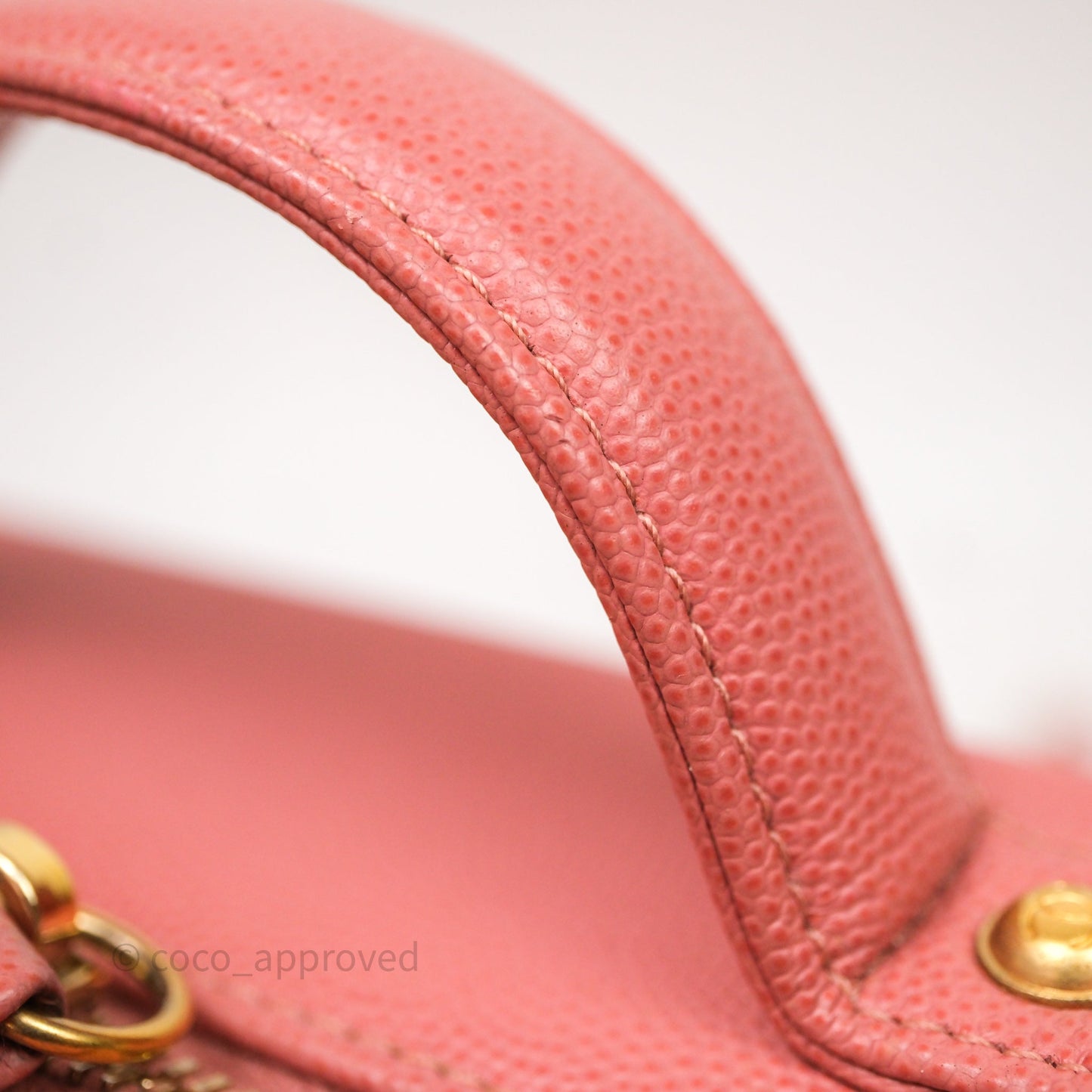 Chanel Medium CC Filigree Vanity Case Quilted Pink Caviar Aged Gold Hardware