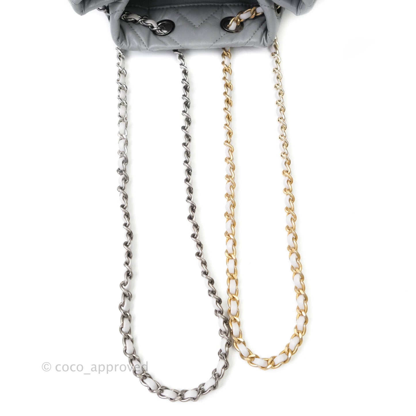 Chanel Small Chevron Gabrielle Backpack Aged Calfskin Grey