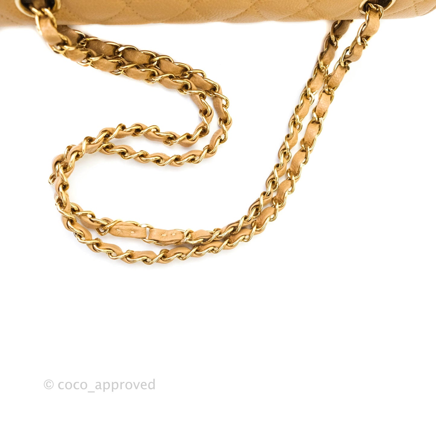 Chanel Classic M/L Medium Double Flap Dark Beige Caviar 24K Gold Hardware