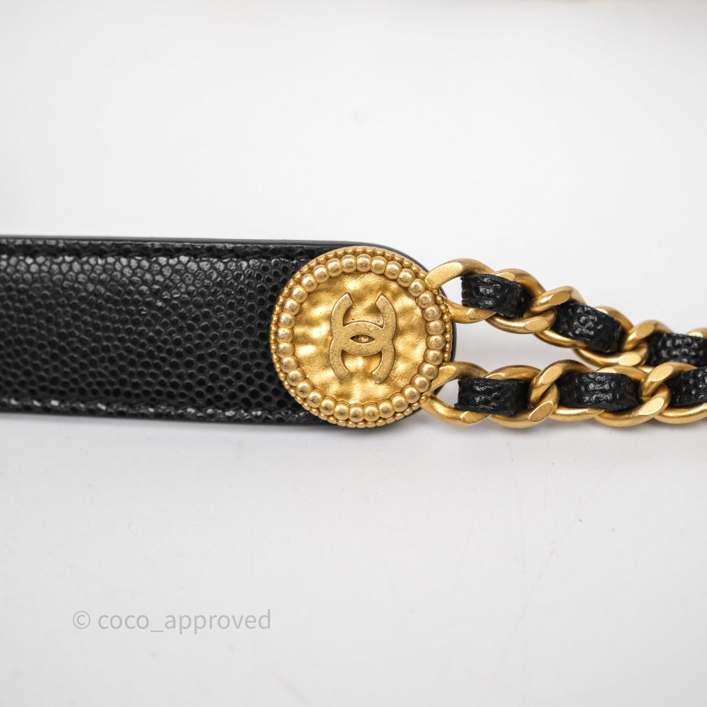 Chanel Quilted CC Coins Purse Chain Camera Case Black Caviar Aged Gold Hardware