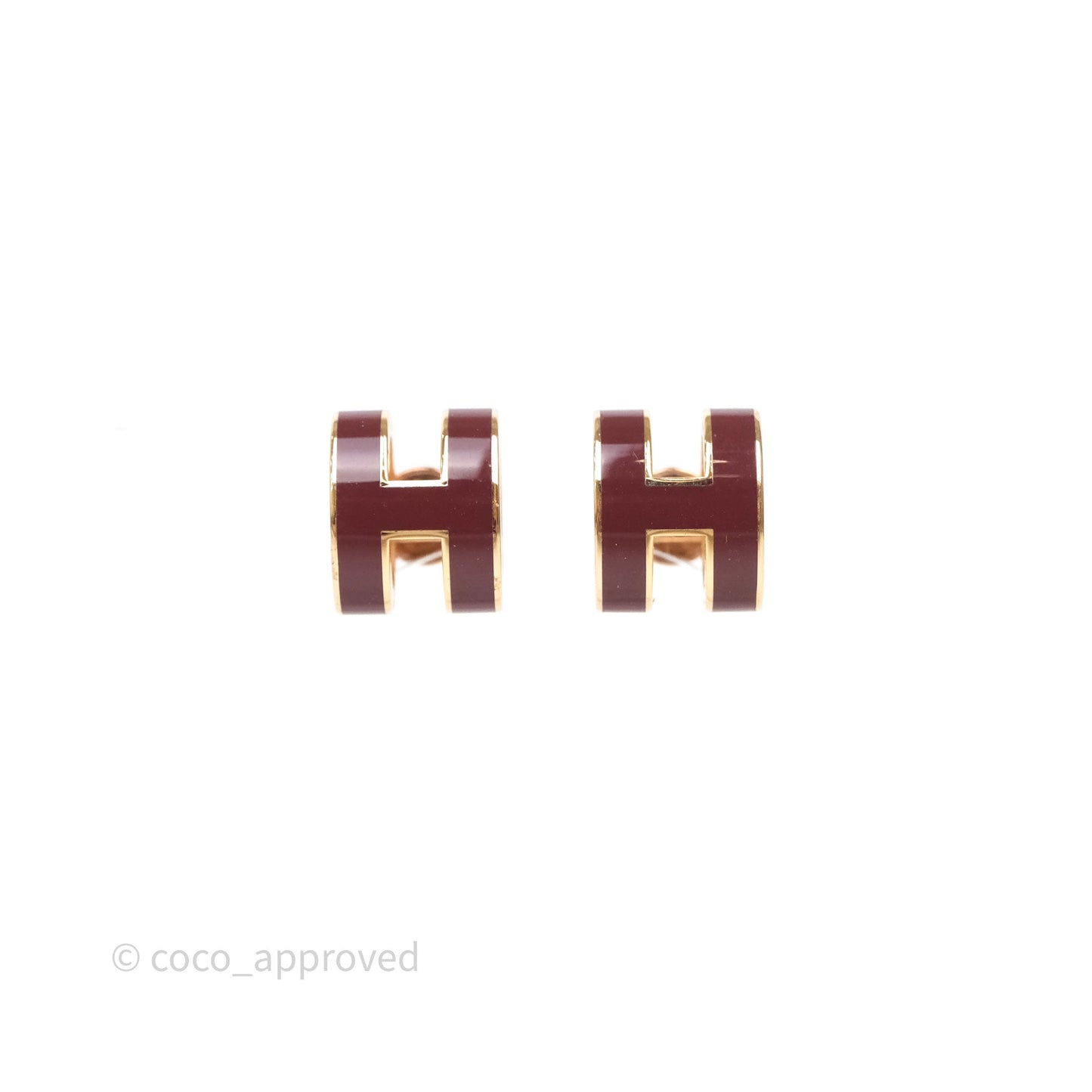 Hermès Pop H Earrings Burgundy Rose Gold