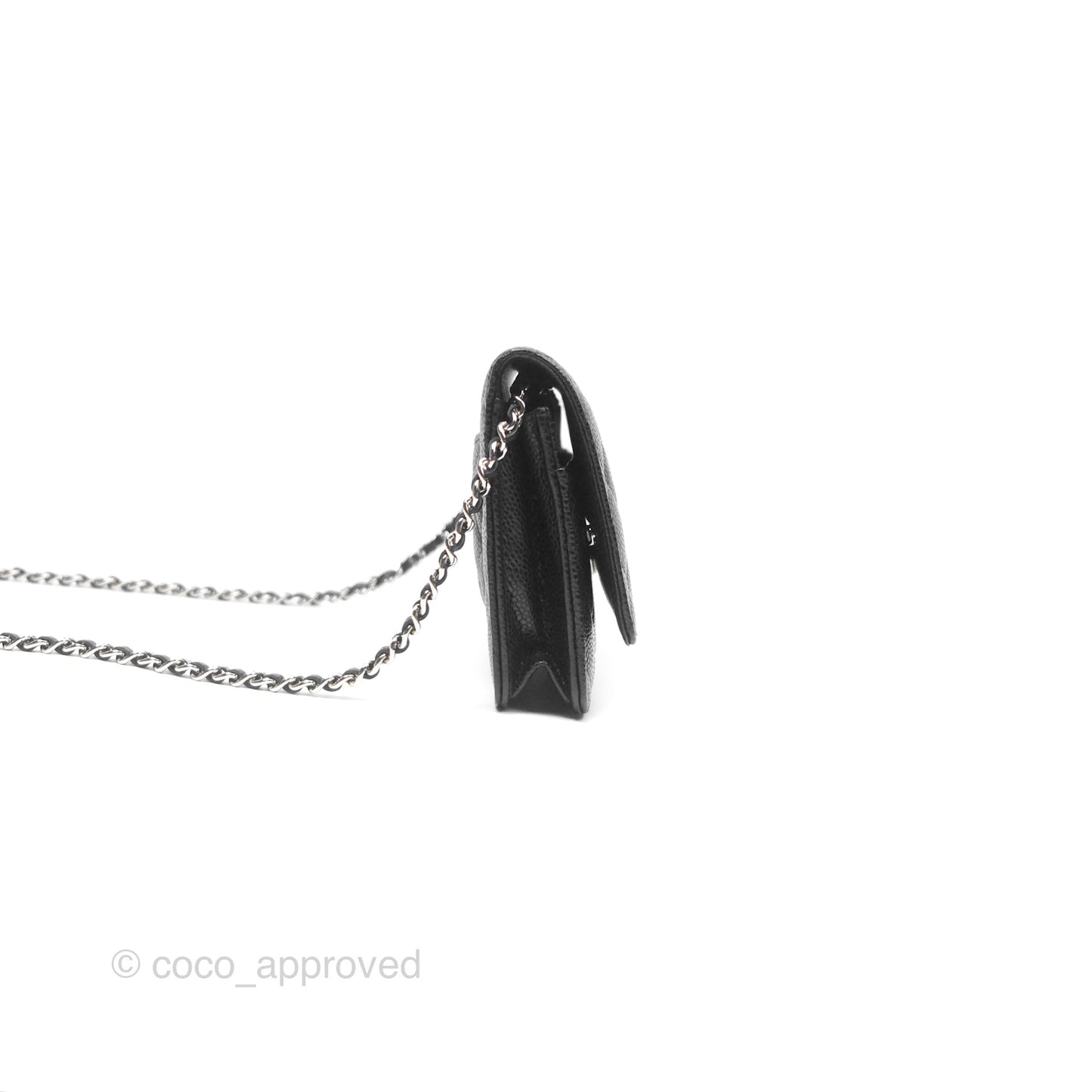 Chanel Quilted Classic Wallet On Chain WOC Black Caviar Silver Hardware