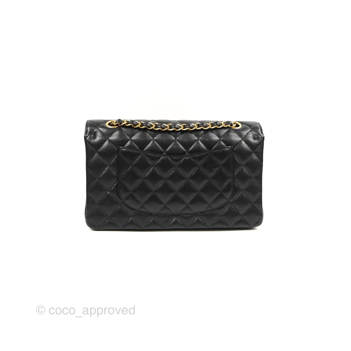Chanel Classic M/L Medium Flap Quilted Black Caviar Gold Hardware