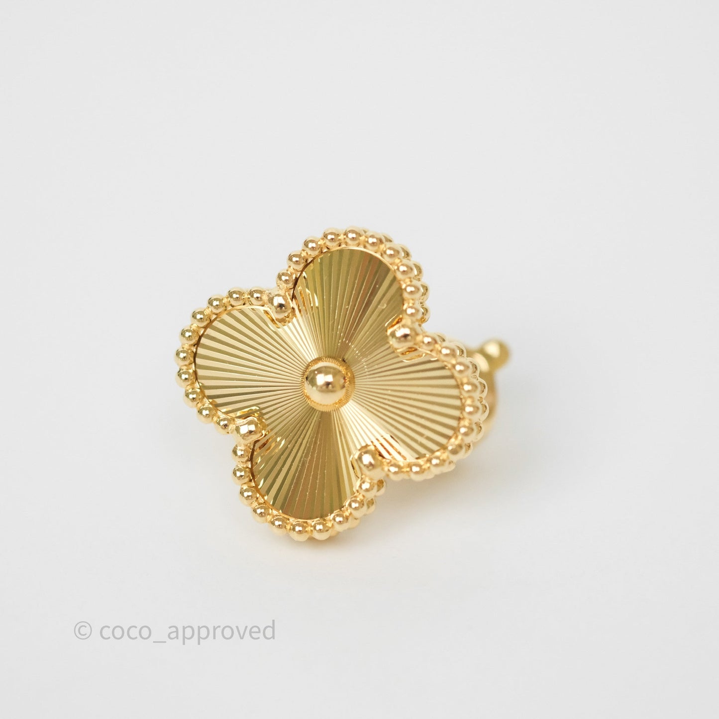 Van Cleef & Arpels 18K Yellow Gold Guilloche Vintage Alhambra Earrings