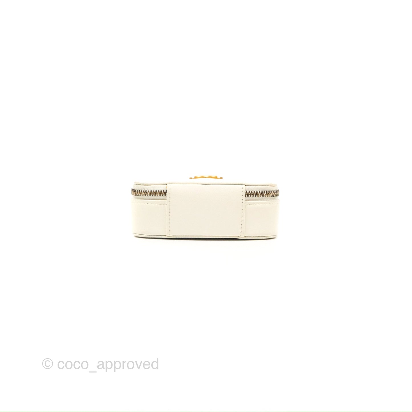 Chanel Mini Boy Clutch with Chain White Caviar Aged Gold Hardware