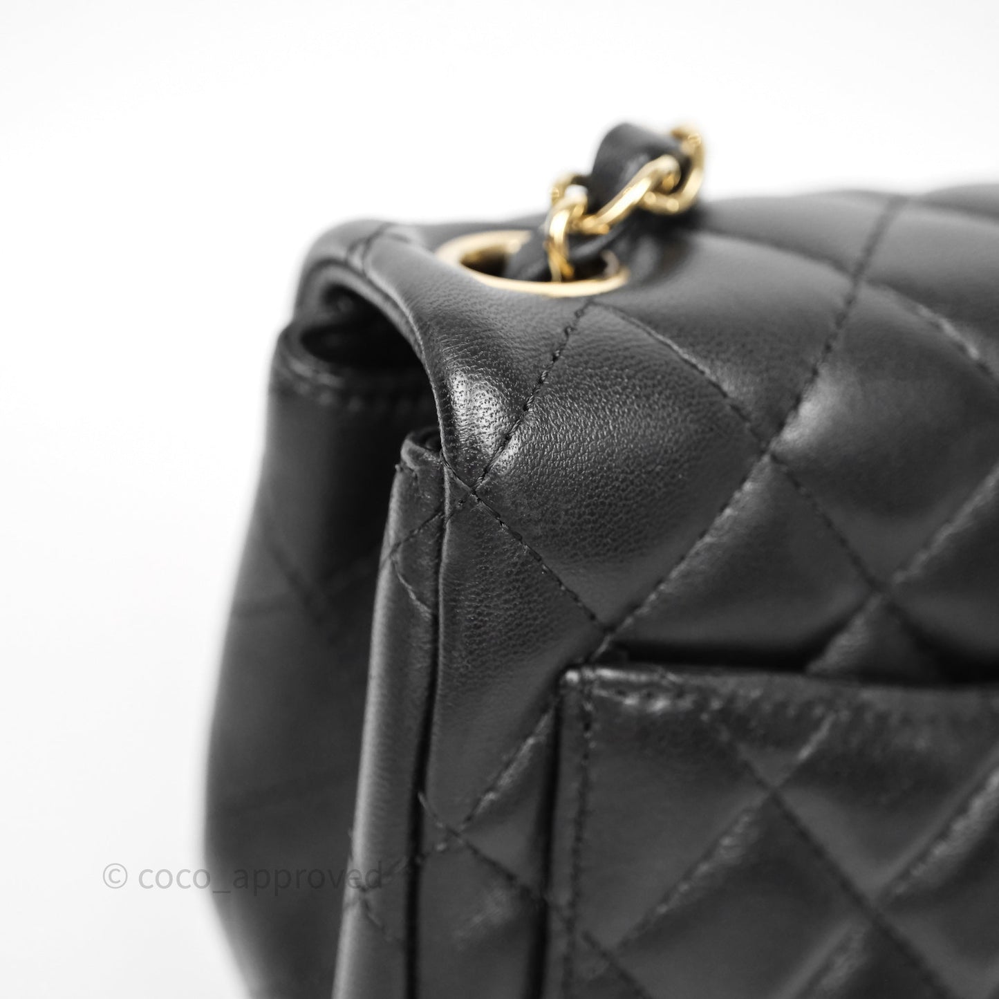 Chanel Mini Square Quilted Black Lambskin Gold Hardware