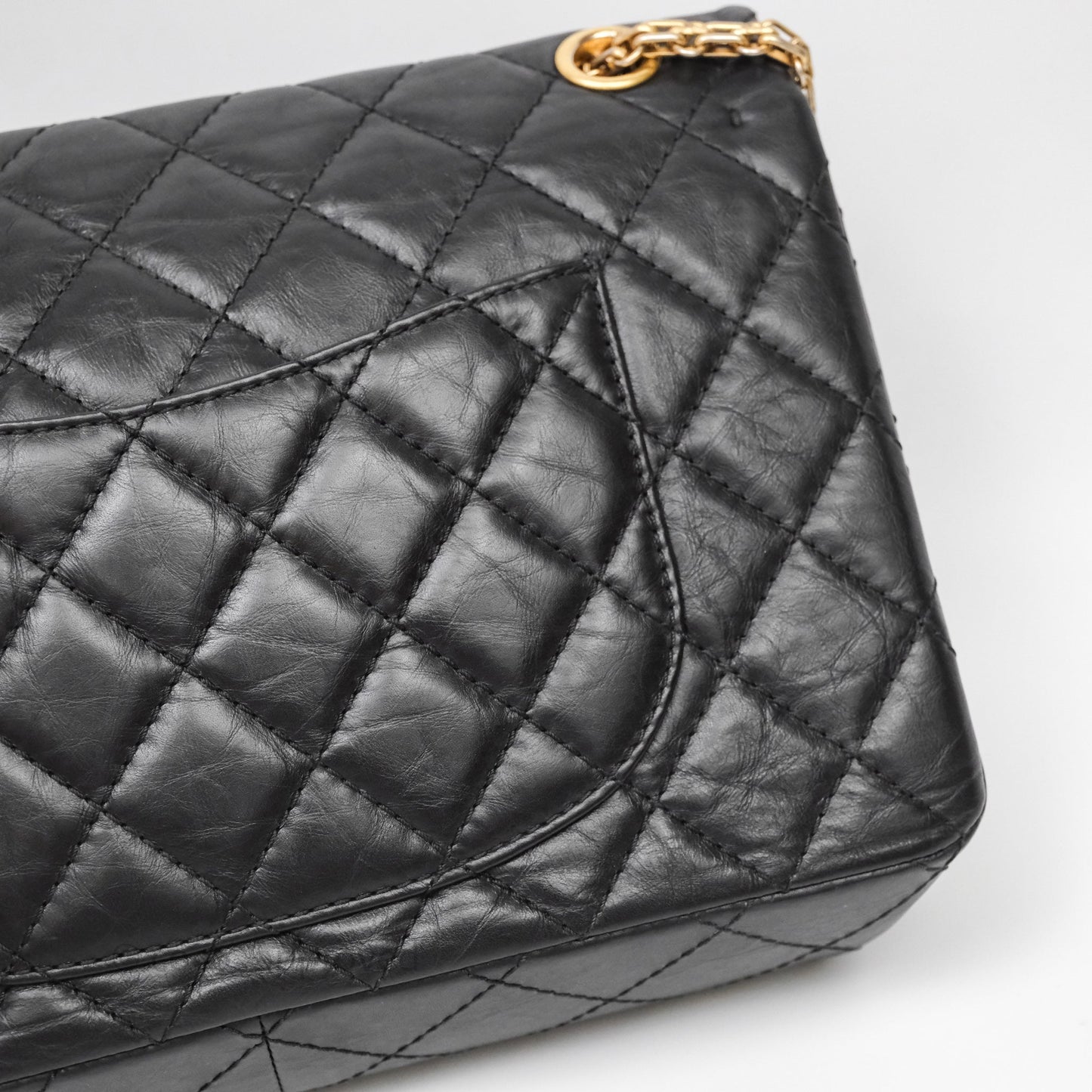 Chanel Quilted Reissue 226 Aged Calfskin Black Aged Gold Hardware