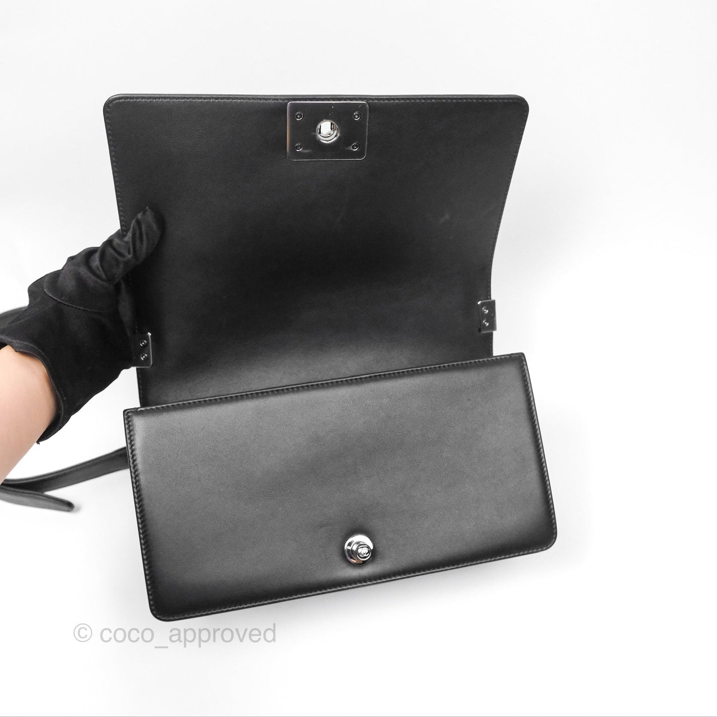 Chanel Medium Boy Quilted Black Calfskin Dark Silver Hardware