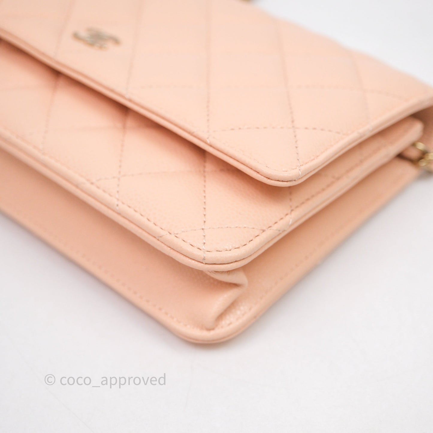 Chanel Quilted Classic Wallet on Chain WOC Pink Caviar Gold Hardware