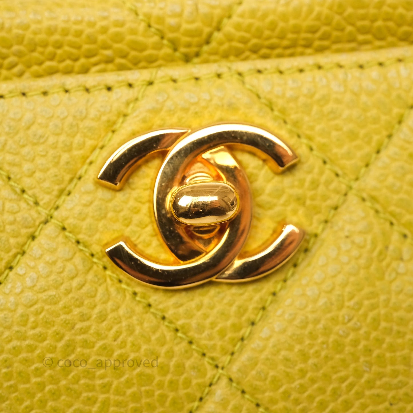 Chanel Vintage Quilted Camera Bag Green Yellow Caviar Gold Hardware