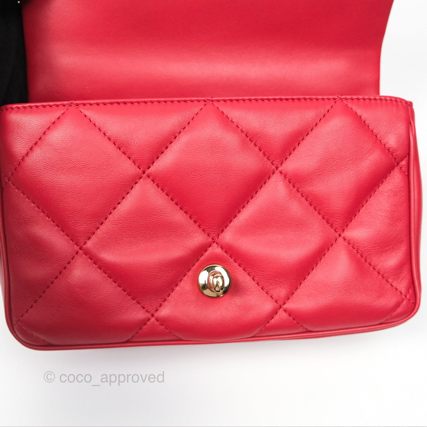 Chanel Easy Carry Flap Bag With Handle Red Lambskin Gold Hardware