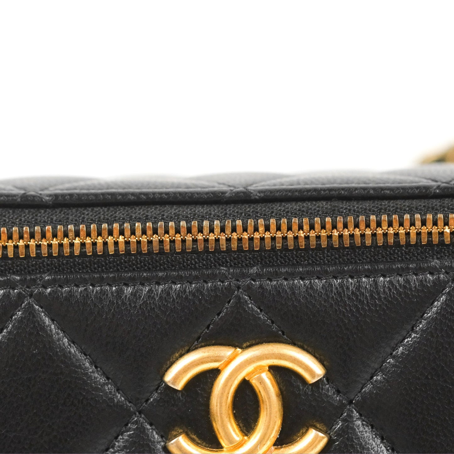 Chanel Vanity With Chain Black Goatskin Aged Gold Hardware