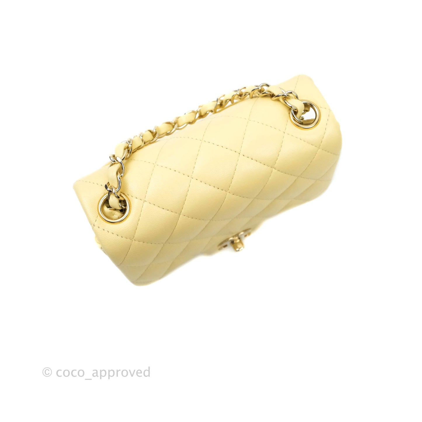 Chanel Quilted Mini Square Yellow Lambskin Gold Hardware