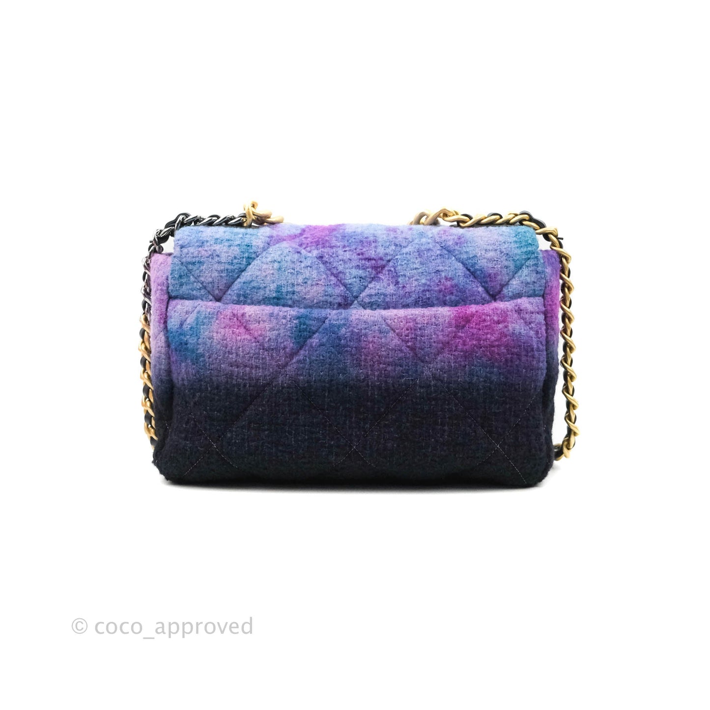 Chanel 19 Medium Tweed Ombre Purple Black Mixed Hardware