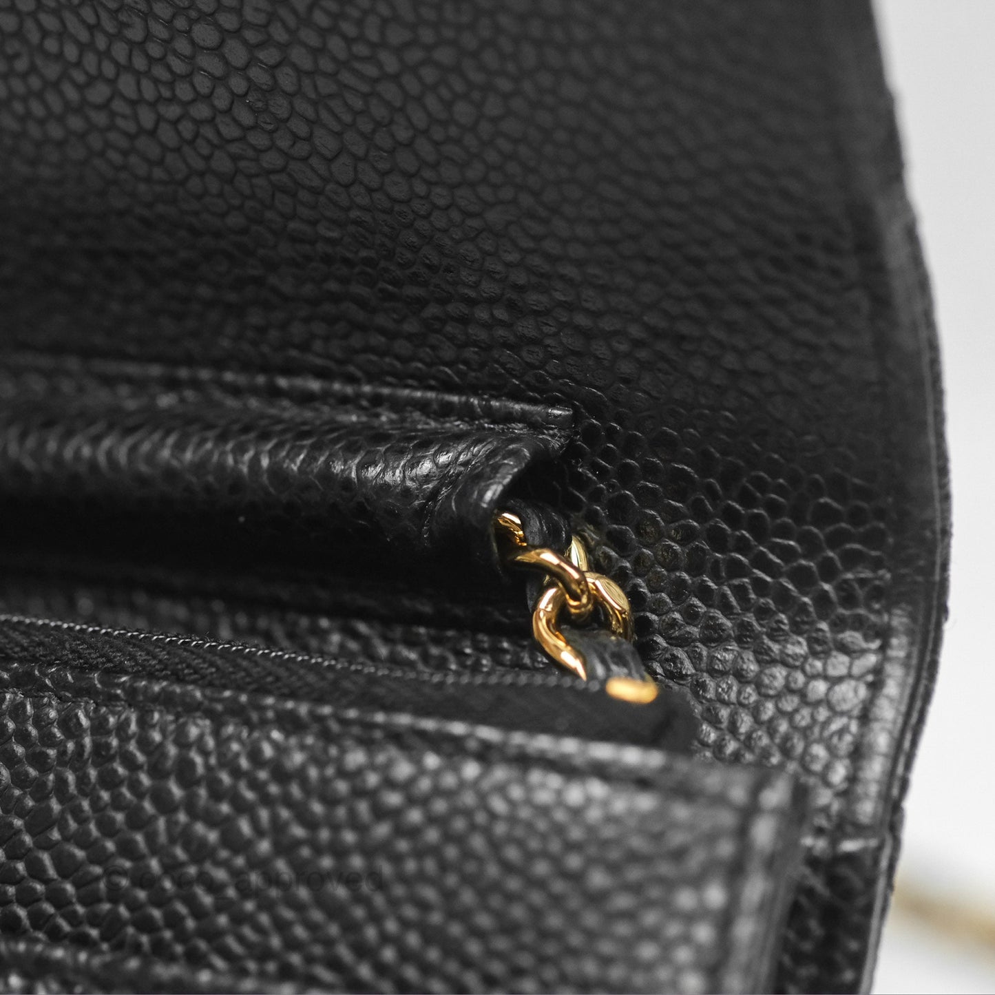Chanel Classic Quilted Wallet On Chain WOC Black Caviar Gold Hardware
