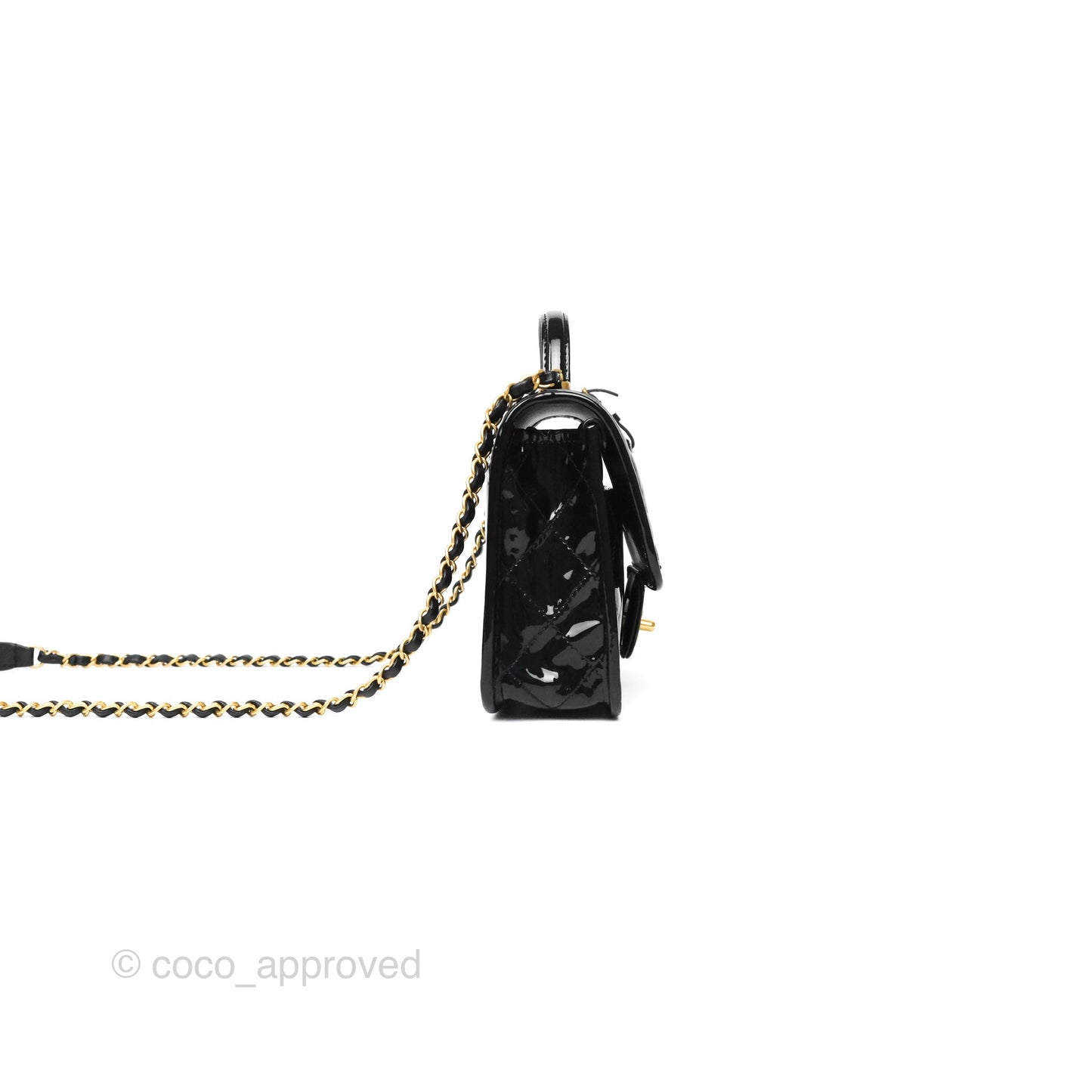 Chanel Mini School Memory Top Handle Flap Black Patent 22K