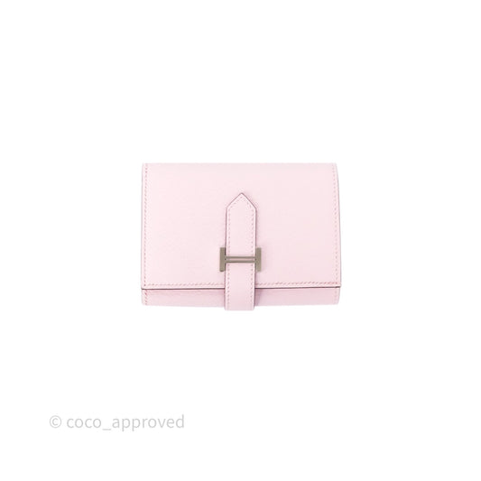 Hermes Bearn Trifold Compact Wallet Rose Darling M7 Chevre Mysore Palladium Hardware