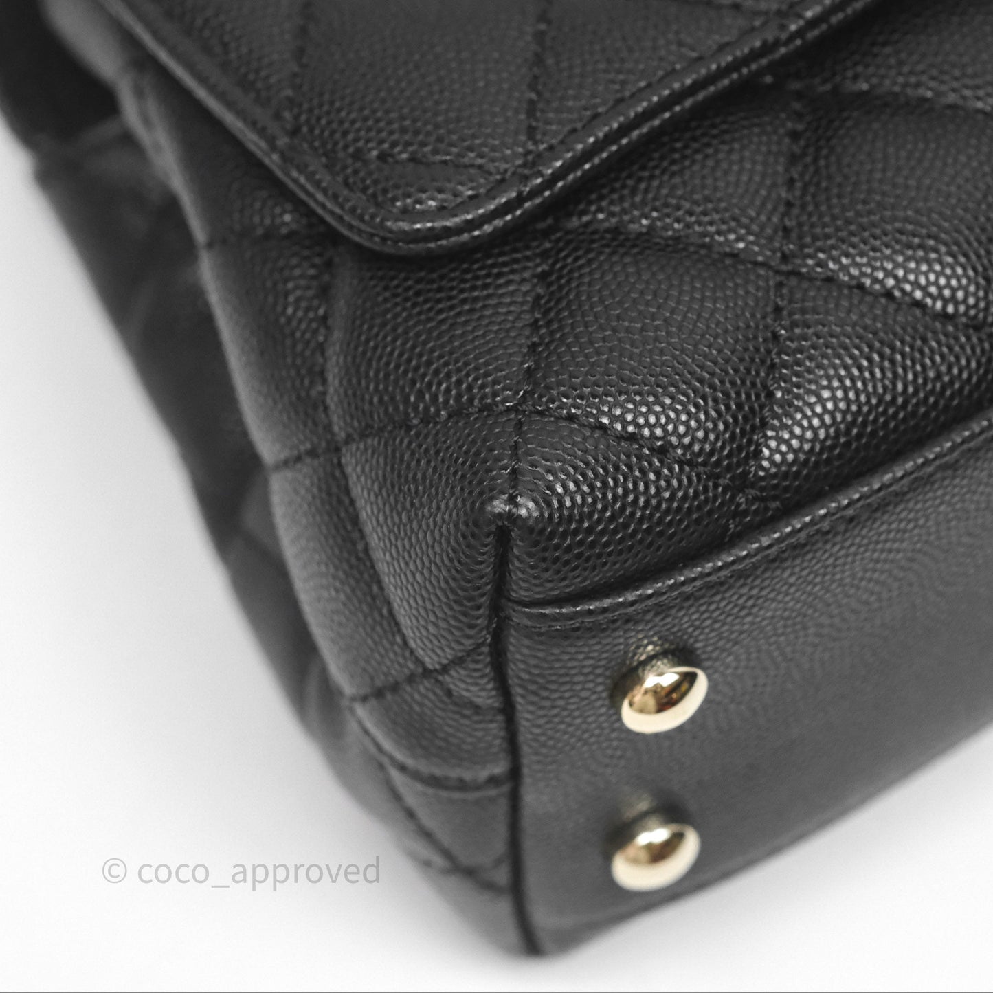 Chanel Mini Coco Handle Quilted Black Caviar Gold Hardware