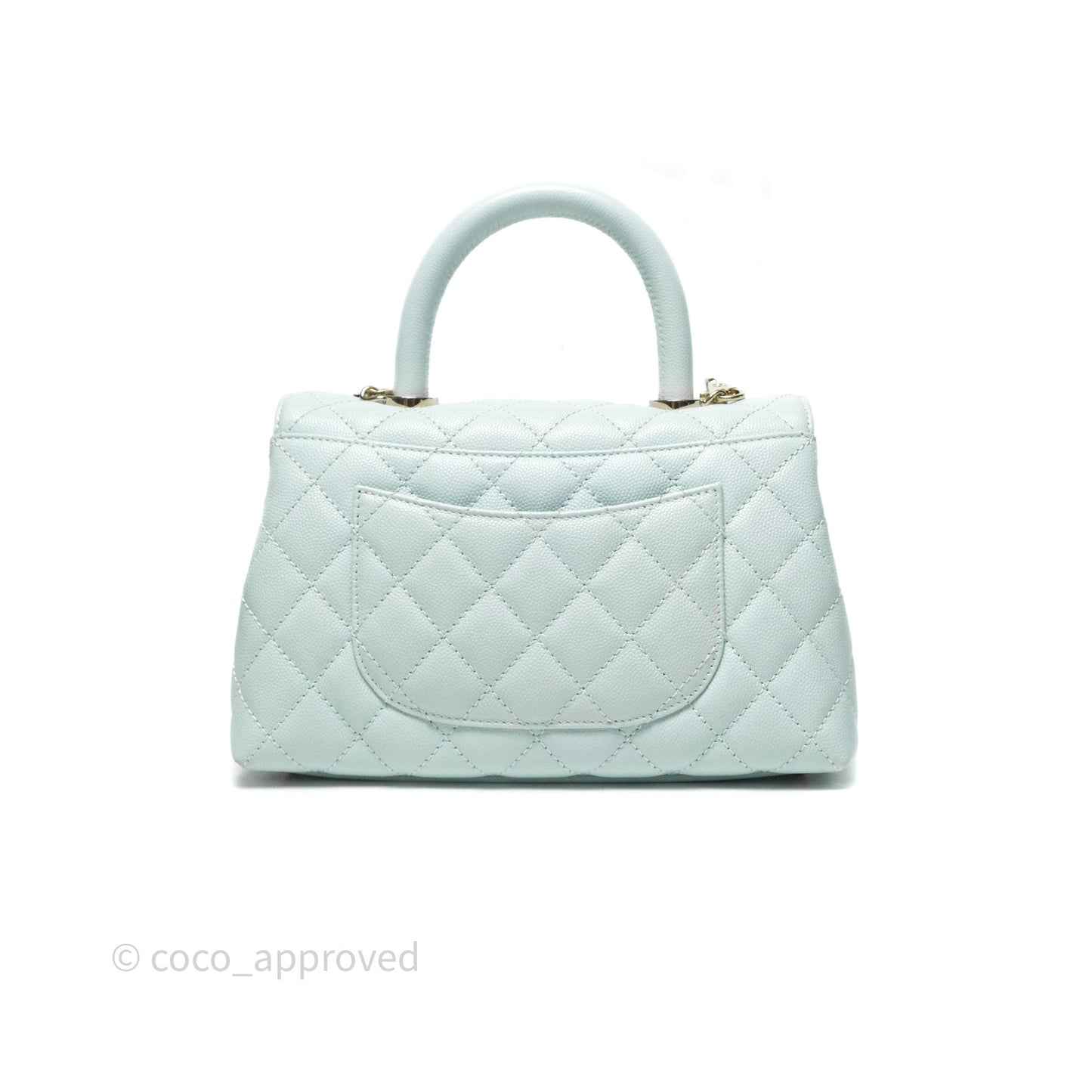 Chanel Small Coco Handle Quilted Light Blue Caviar Gold Hardware